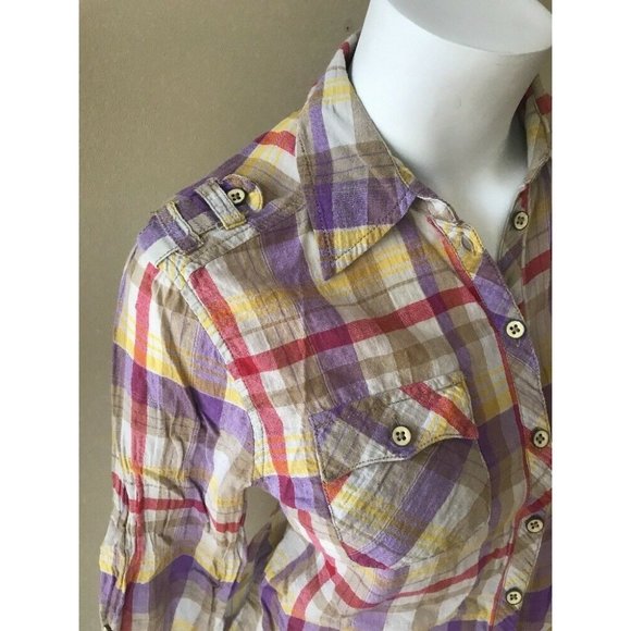 Postmark Anthropologie Fairweather Plaid Top - Picture 4 of 10